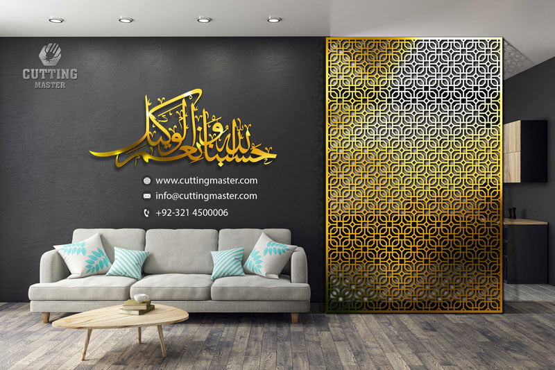 Golden Wall Panel – Luxury Laser-Cut Metal Wall Art