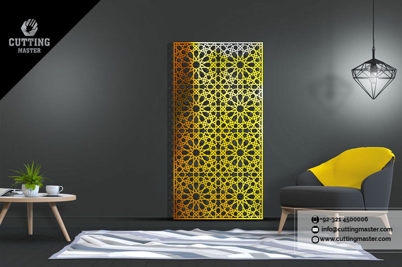 Golden Wall Panel SS Laser Cutting – Modern Metal Home Décor