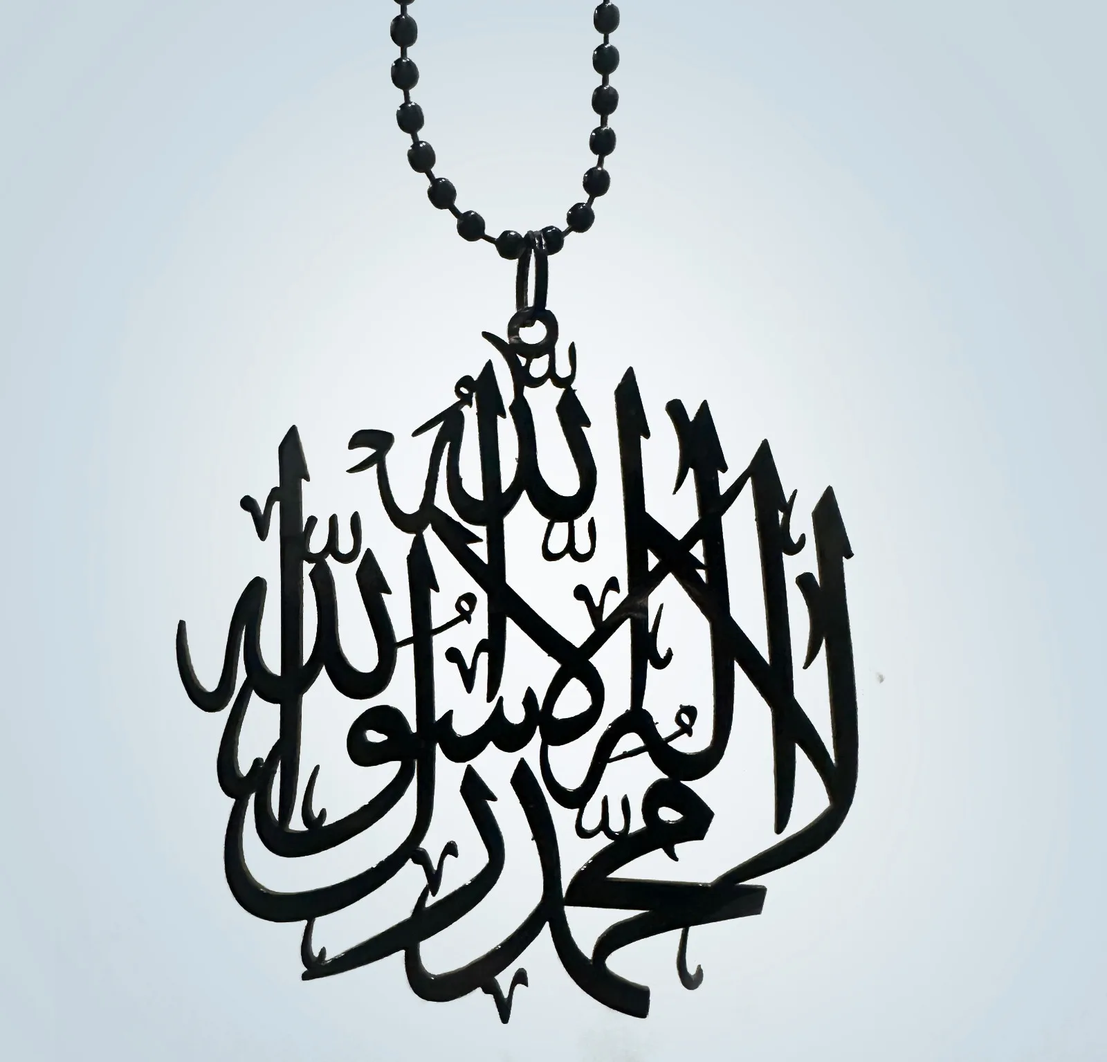 Premium Kalma Laser-Cut Black Metal Hanging Ornament for Cars