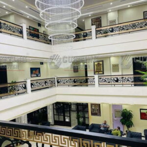 Stairs Railing Laser-Cut Gold & Black – Elegant Balustrade Design