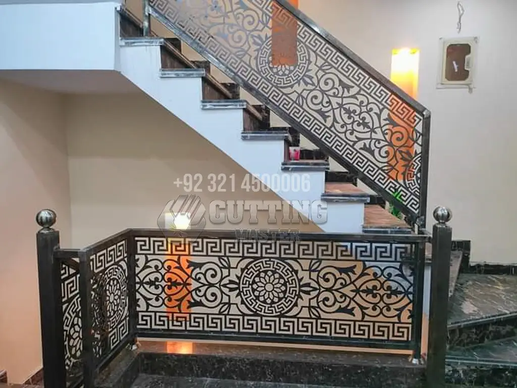 Modern Black Laser-Cut Stair Railings – Stylish & Safe