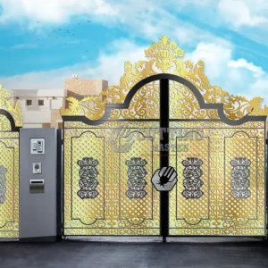 Exquisite Laser Cut Gate in Golden and Black Color – Elevate Your Entryway