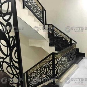 Stairs Railing Laser-Cut Black & Gold – Elegant & Modern Design