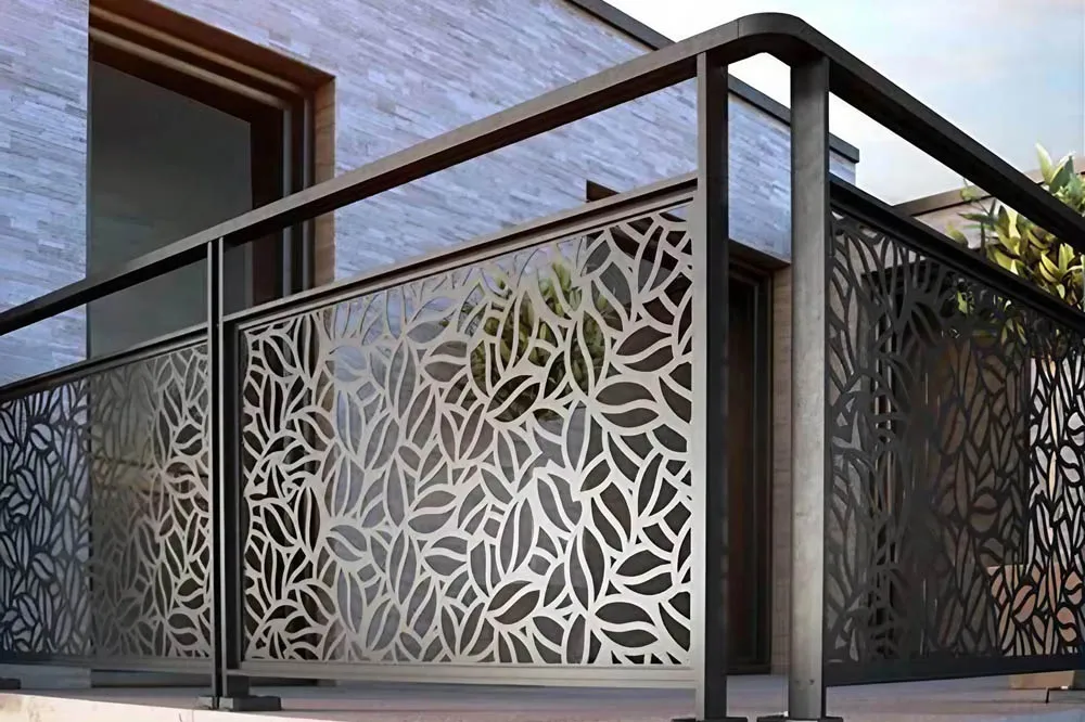 mixed materials for laser cut railing design