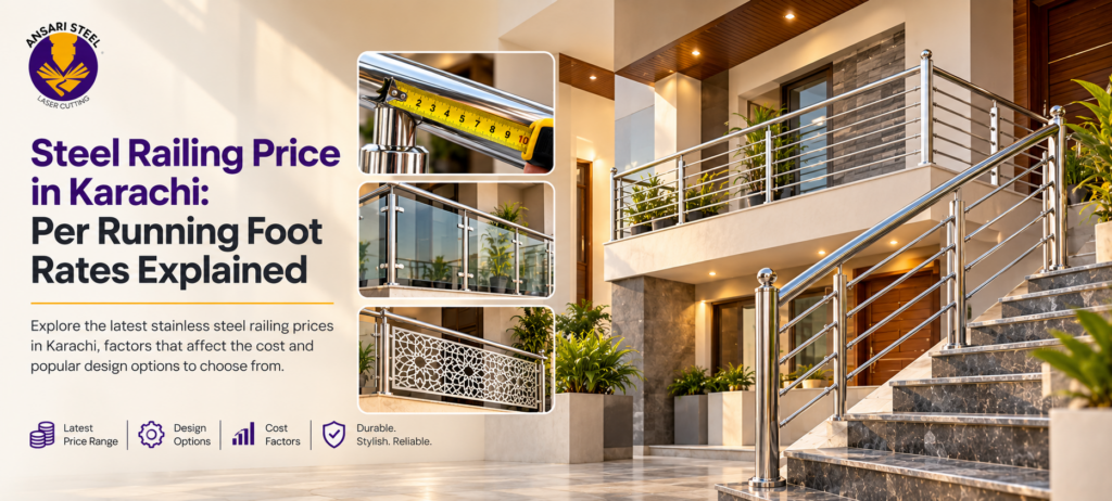 Steel railing price in Karachi per running foot with modern stainless steel railing designs