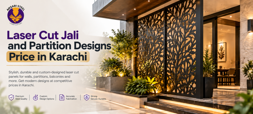 Laser cut jali and partition designs in Karachi by Ansari Steel