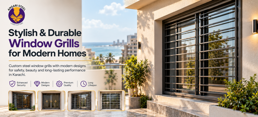 Modern steel window grills for stylish and secure homes in Karachi